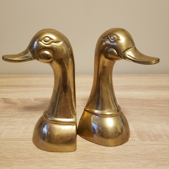 Vintage Other - Pair of Vintage Brass Duck Bookends